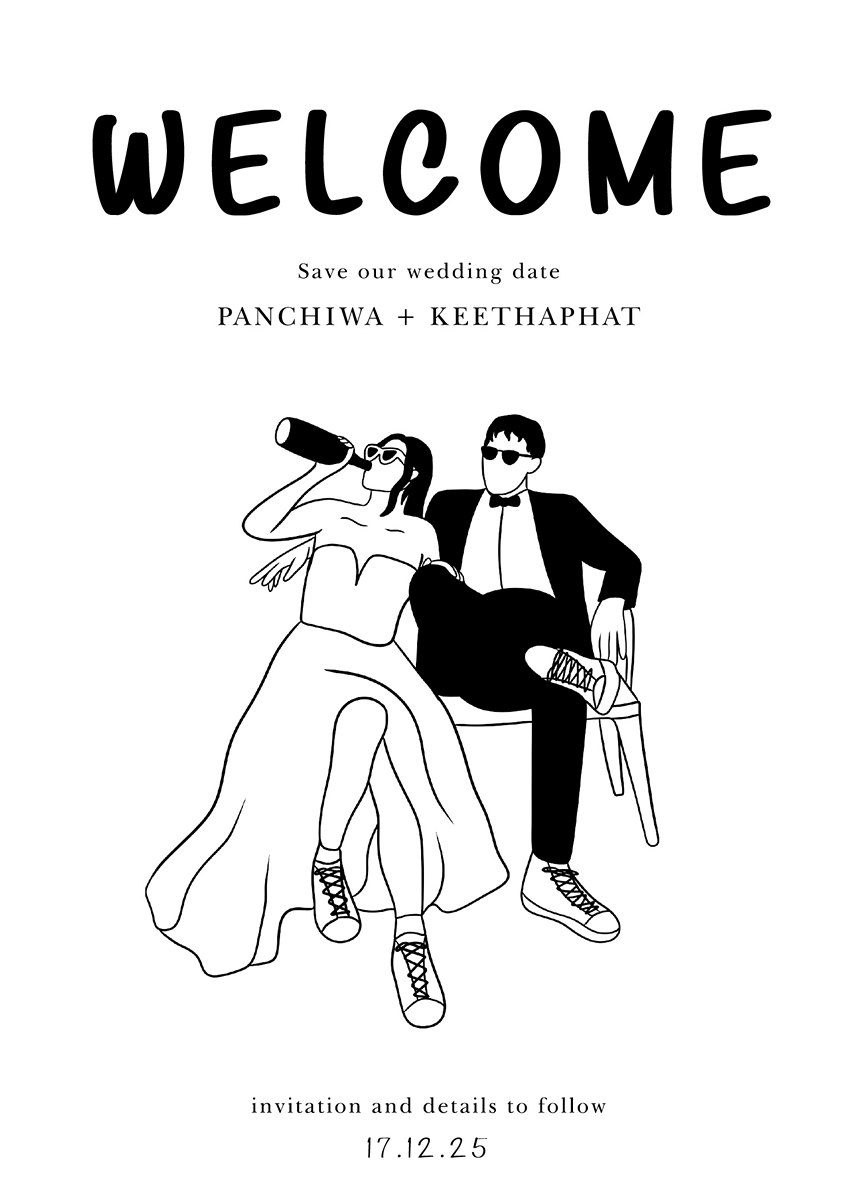 การ์ดแต่งงาน SMD Hand Drawn 010